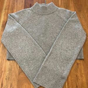 Reformation Grey Cashmere Cropped Turtleneck Sweater